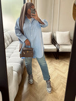 Charger l'image dans la visionneuse de galerie, Chemise coton oversize bleu