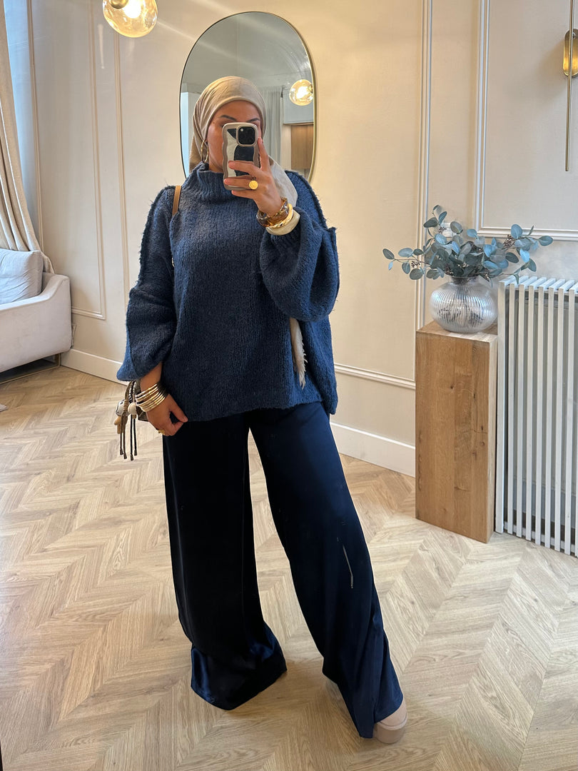 Pantalon SATIN Bleu Marine
