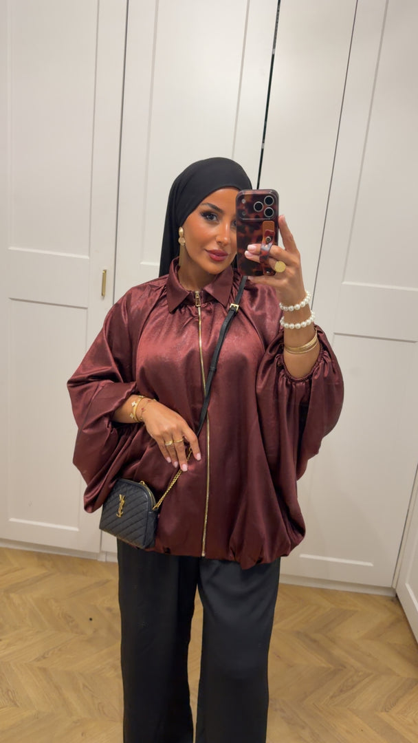 Veste zip SATINÉ Bordeaux
