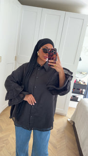 Chemise  OLIVIA volant noir