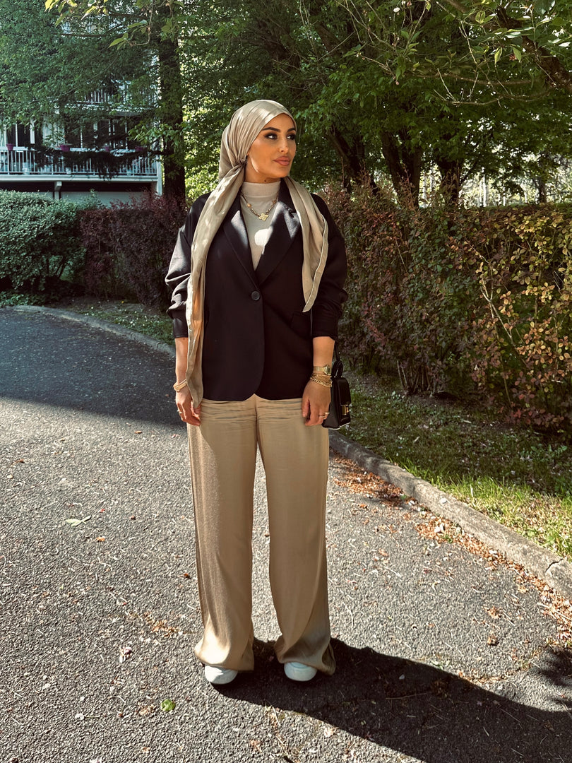 Blazer Noir Bi-matiere NIKKY
