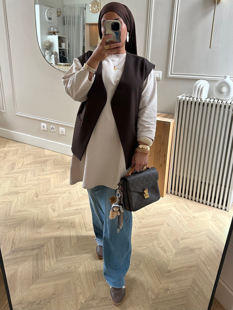 Gilet Sans Manches LEYLA Marron