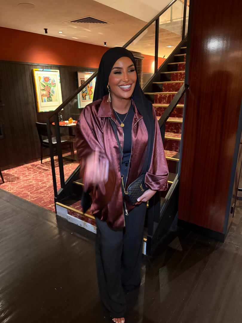 Veste zip SATINÉ Bordeaux