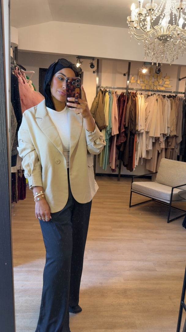 Blazer Beige Bi-matière NIKKY