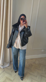 Chargez et lisez la vidéo dans la visionneuse Galerie, Blouson en Simili-Cuir